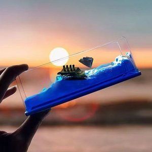 Cruise ship fluid drift bottle Titanic table top ornament gift birthday gift Tan